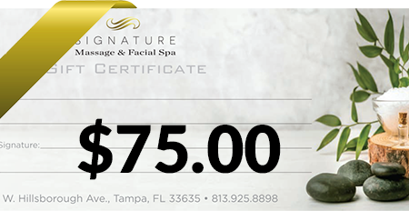 signature massage $75.00 gift certificate